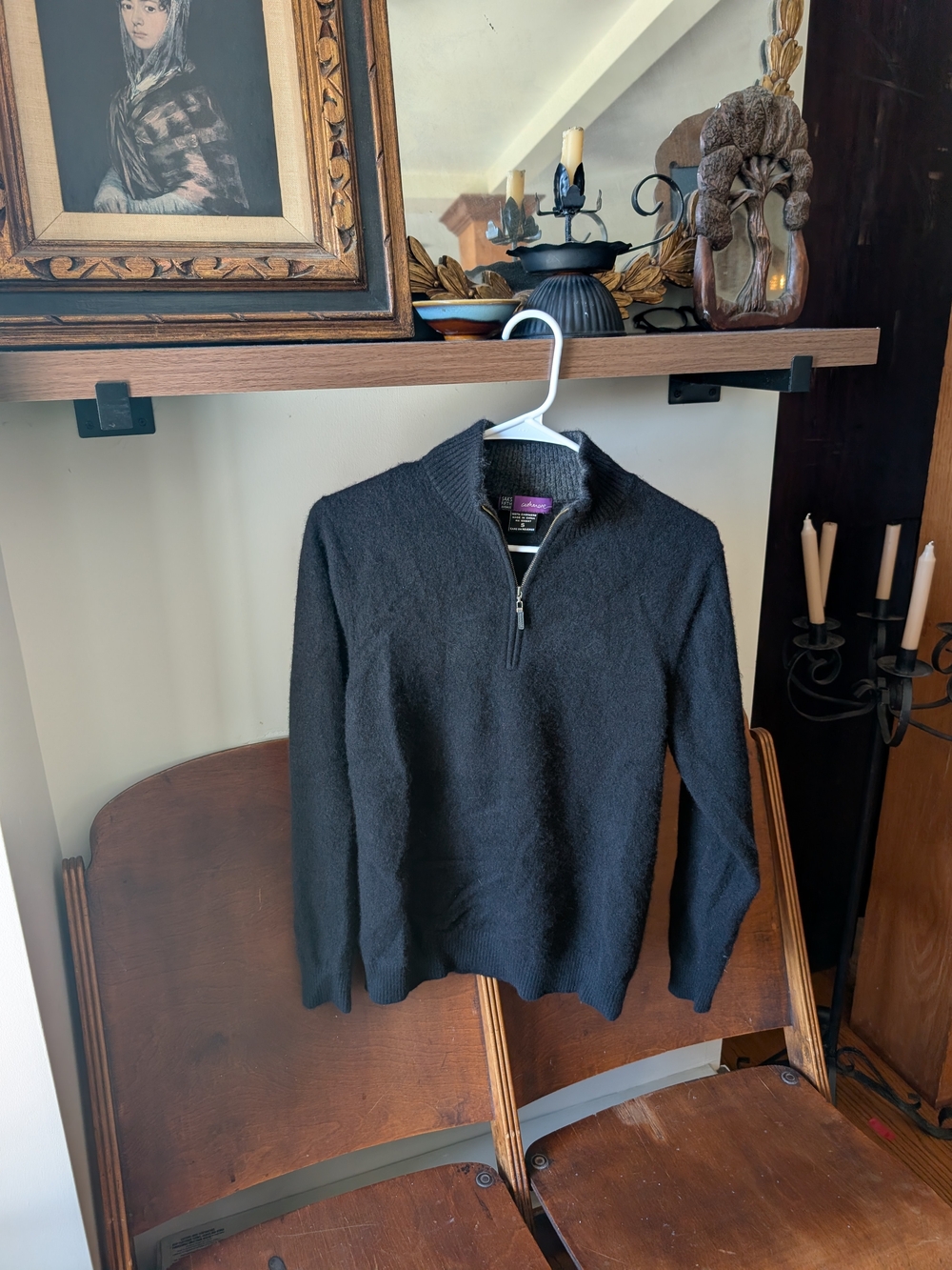 Saks Fifth Avenue Men's Black Half-Zip Sweater - Picture 1 of 6